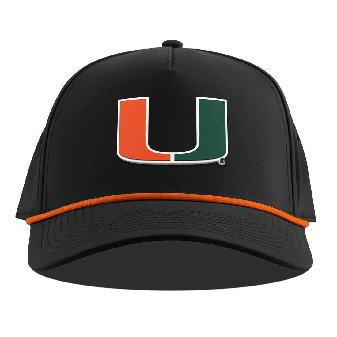 Miami Hurricanes Branded Bills "UMiami Team Logo" Curved 5 Panel Rope Hat - Black
