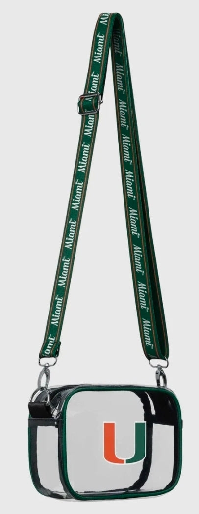 Miami Hurricanes Clear Team Stripe Camera Stadium Bag w/Zipper