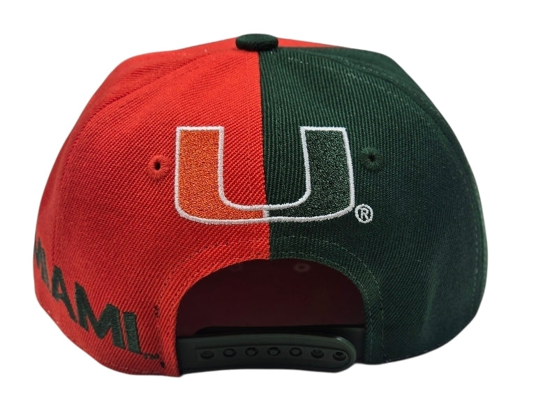 Miami Hurricanes Youth Sideswipe Flat Brim Snapback Hat - Orange/Green