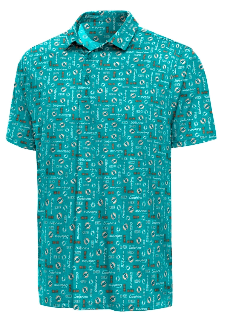 Miami Dolphins Antigua Season Tickets Sublimated Polo - Aqua