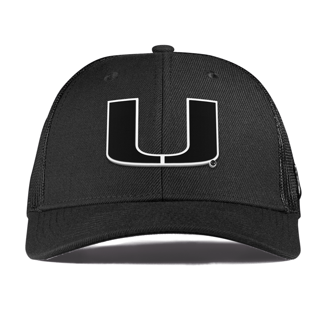 Miami Hurricanes Branded Bills "Vintage Miami Team Logo" Curved Trucker Hat - Black
