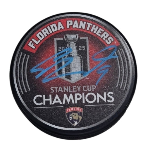 Florida Panthers Sam Bennett Autographed Stanley Cup Champs Hockey Puck with JSA COA