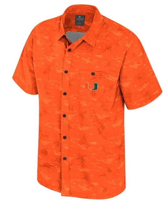 Miami Hurricanes Colosseum Atmosphere Button-UP Camp Shirt - Orange