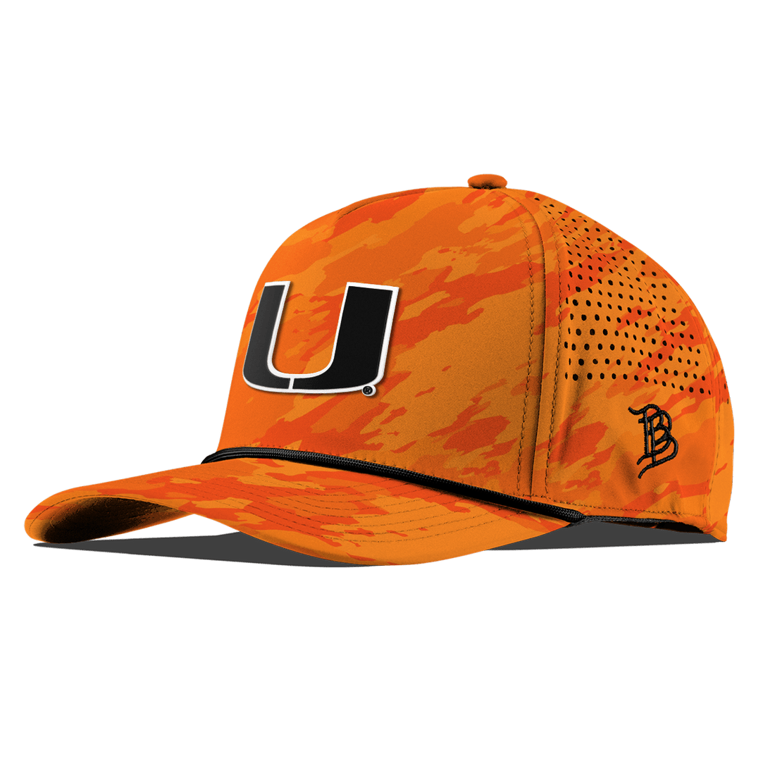 Miami Hurricanes Branded Bills "Vintage UMiami Team Logo" Curved 5 Panel Rope Hat - Orange