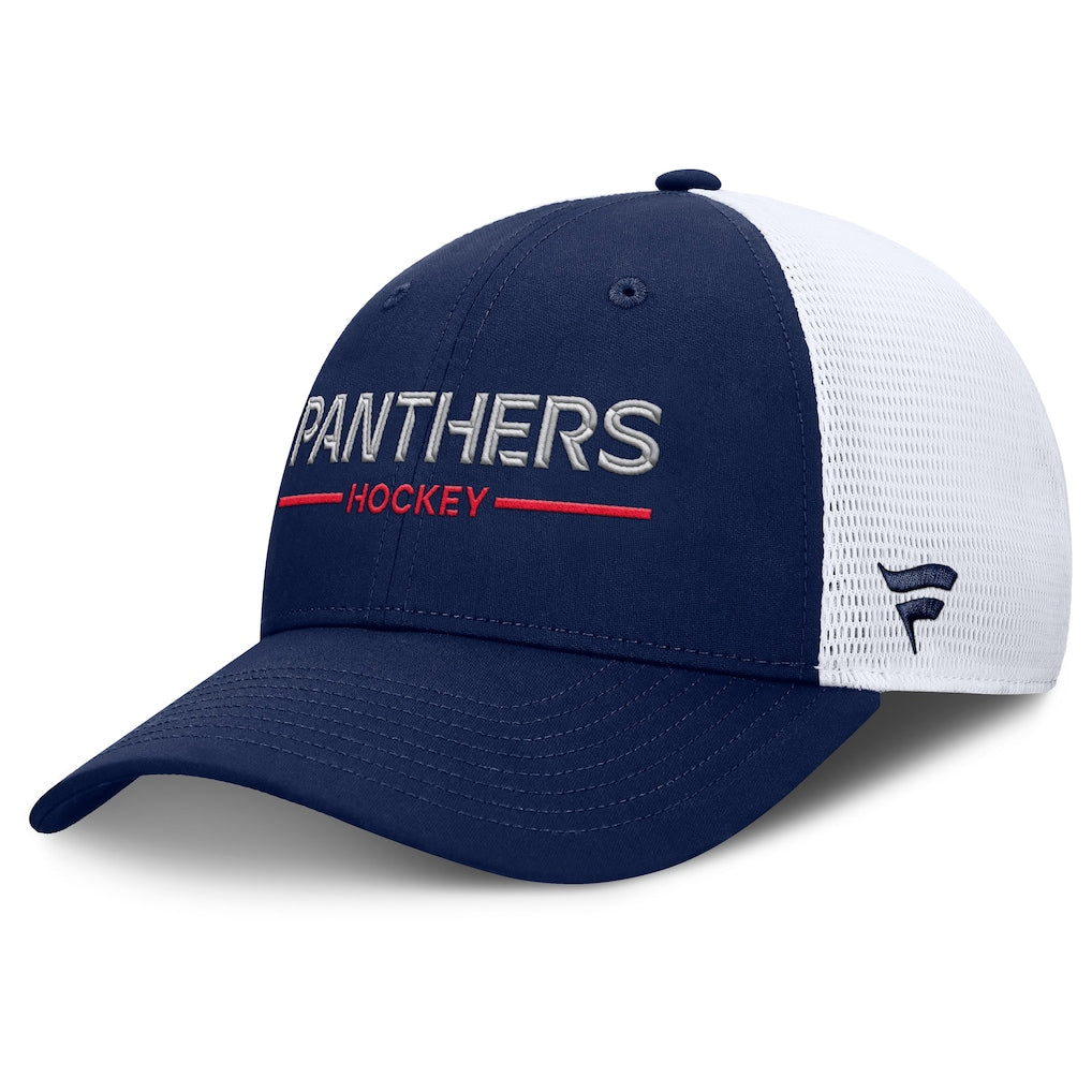 Florida Panthers Fanatics Authentic Pro Rink Wordmark Trucker Snapback Hat - Navy/White