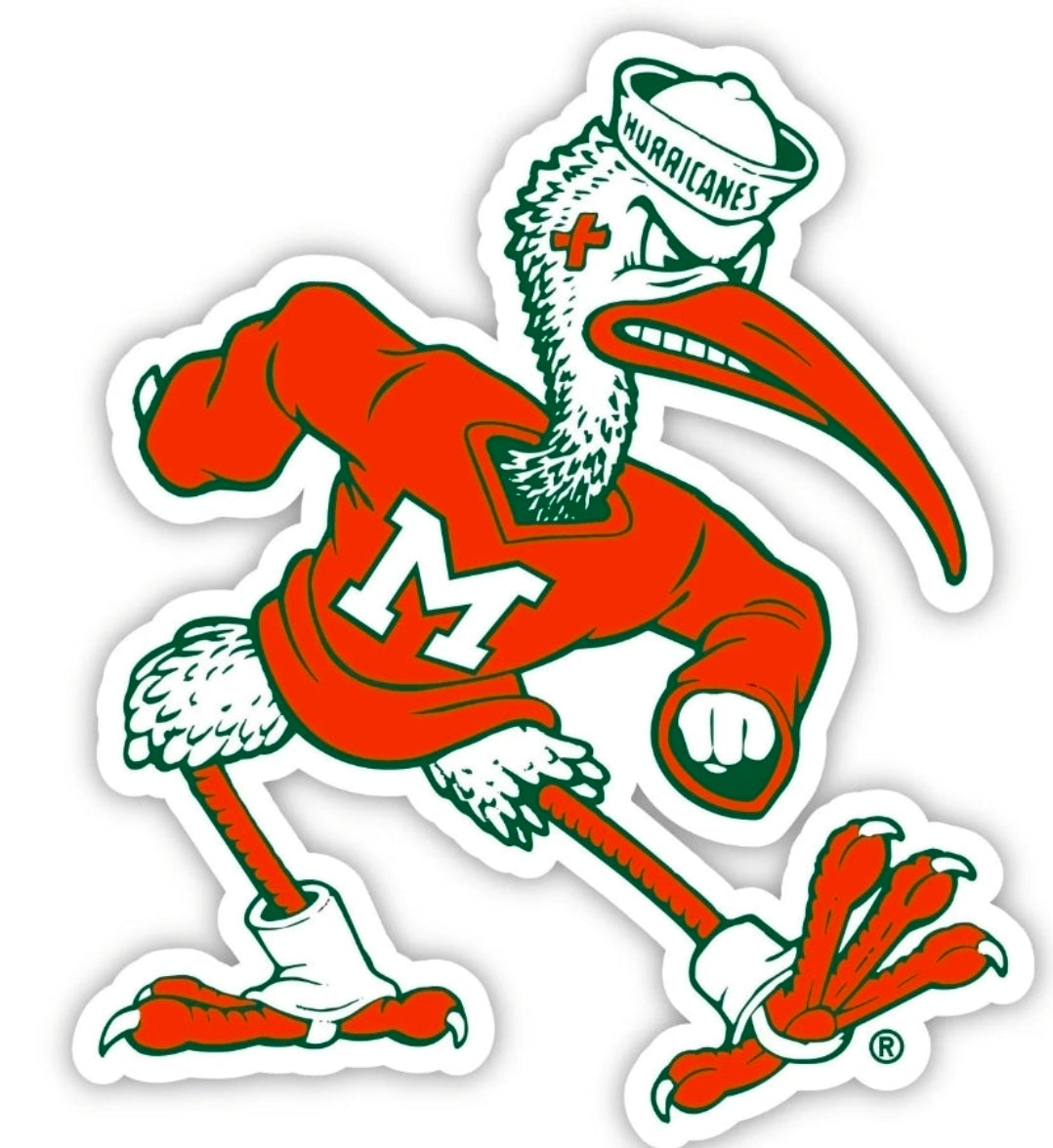 Miami Hurricanes Sebastian Ibis Super Size Vinyl Decal  24" x 23"