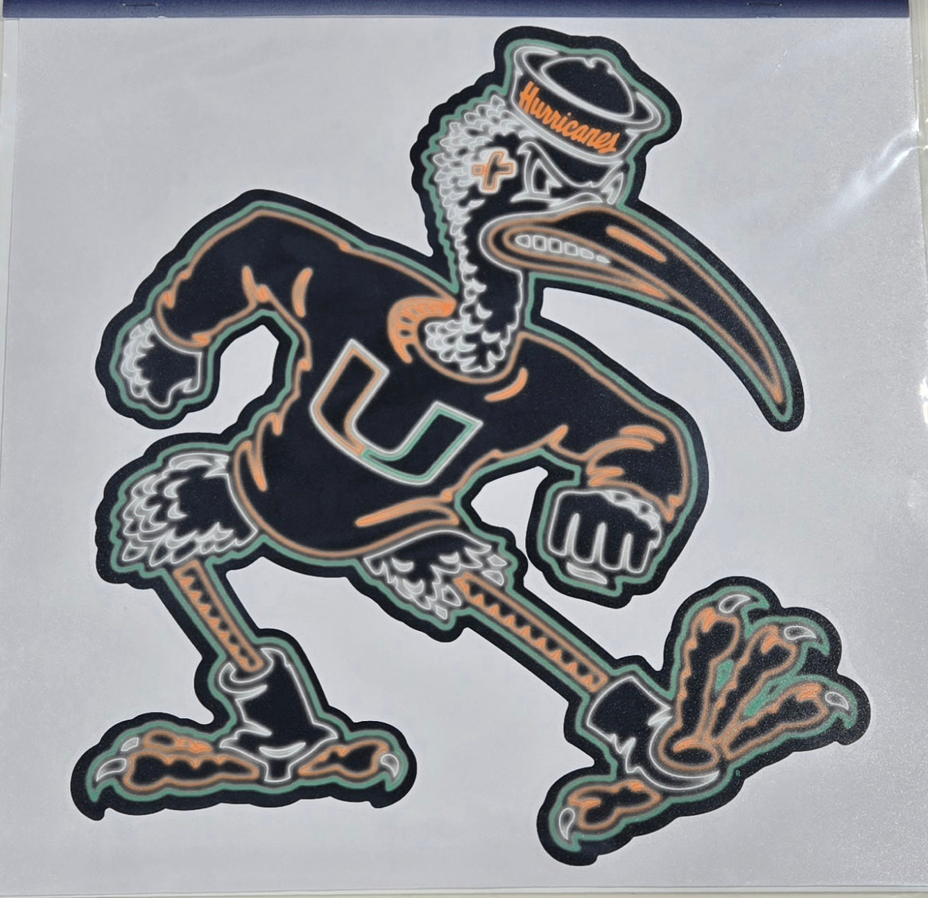 Miami Hurricanes Neon Vault Sebastian Ibis Decal