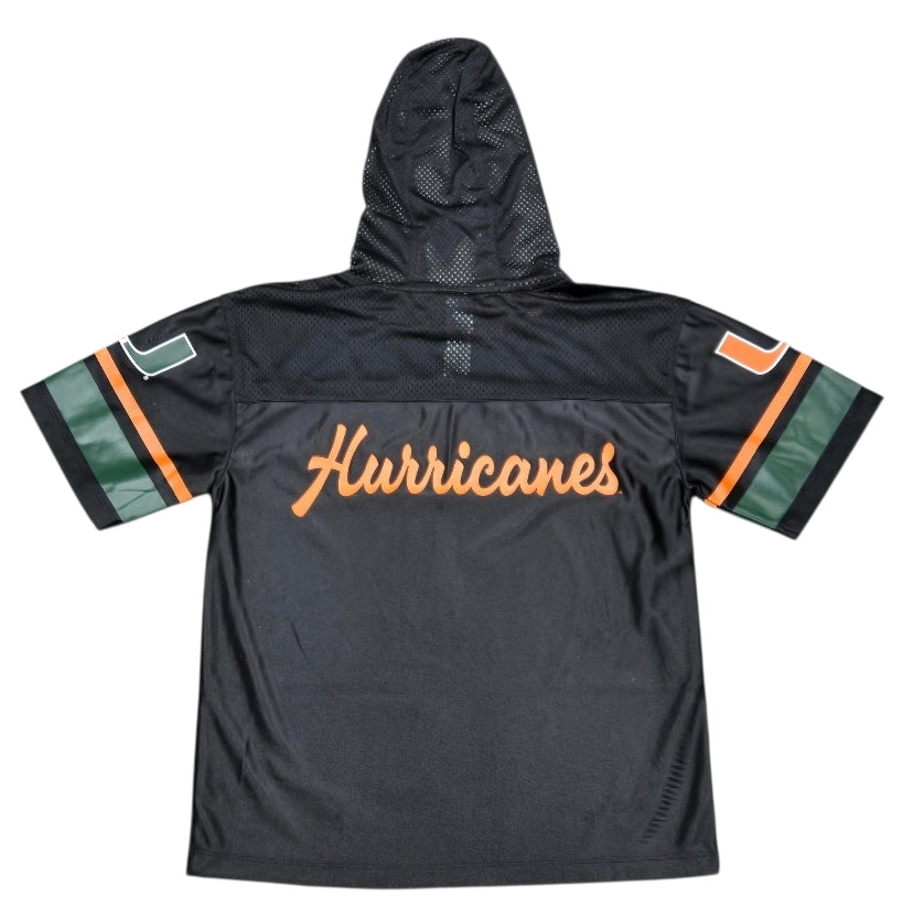 Miami Hurricanes Youth Zoon Mixed Media Hooded Jersey - Black