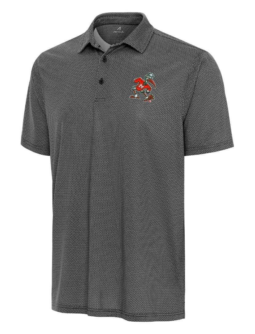 Miami Hurricanes Antigua Sebastian Trickle Polo - Black/White