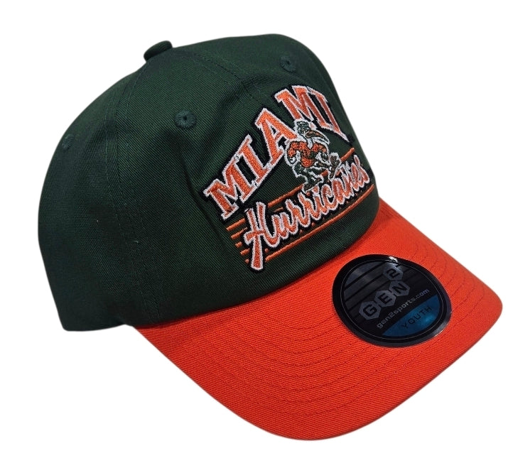 Miami Hurricanes Youth Sebastian Schooled Dad Hat - Green/Orange