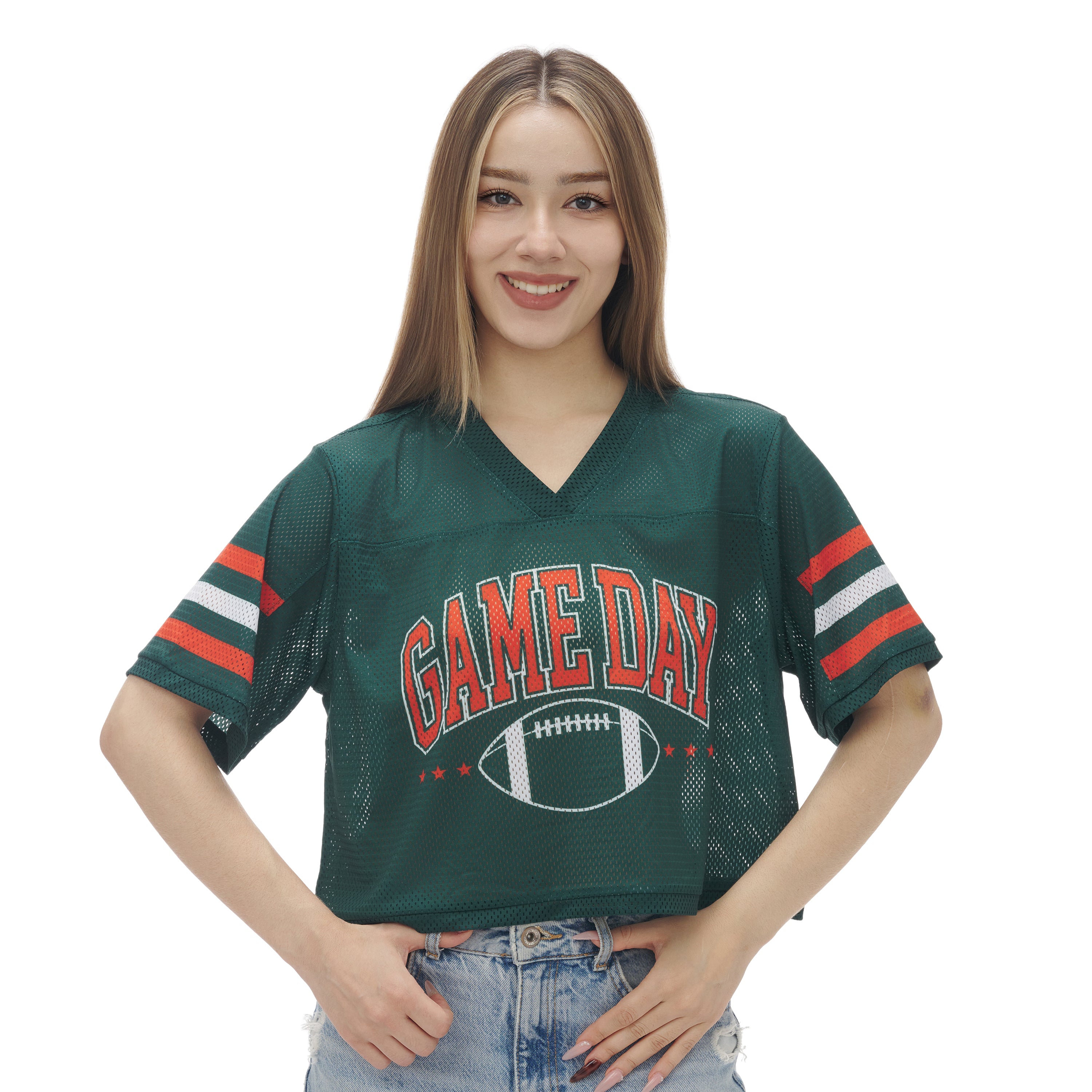 Miami Hurricanes ZooZatz Mesh Game Day Crop Jersey - Green
