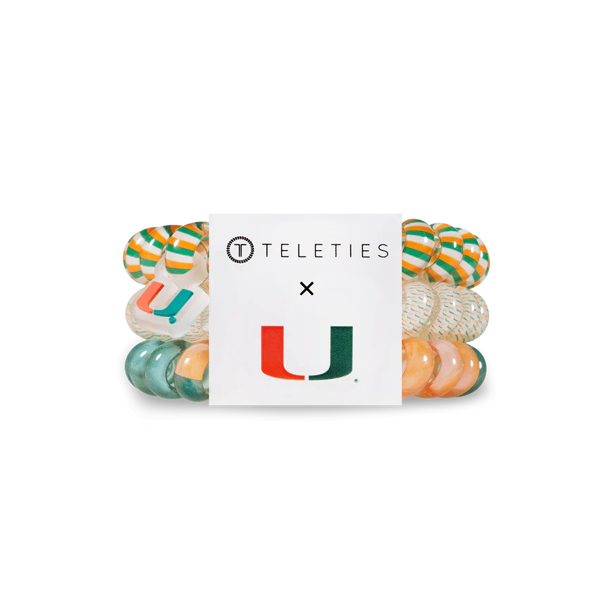 Miami Hurricanes Teleties Large Hair Tie - 3 pk