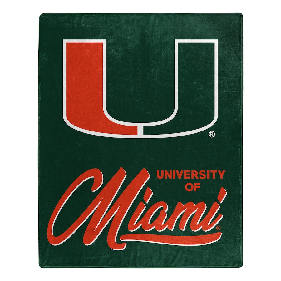 Miami Hurricanes Script Royal Plush Raschel Throw - 50" x 60"