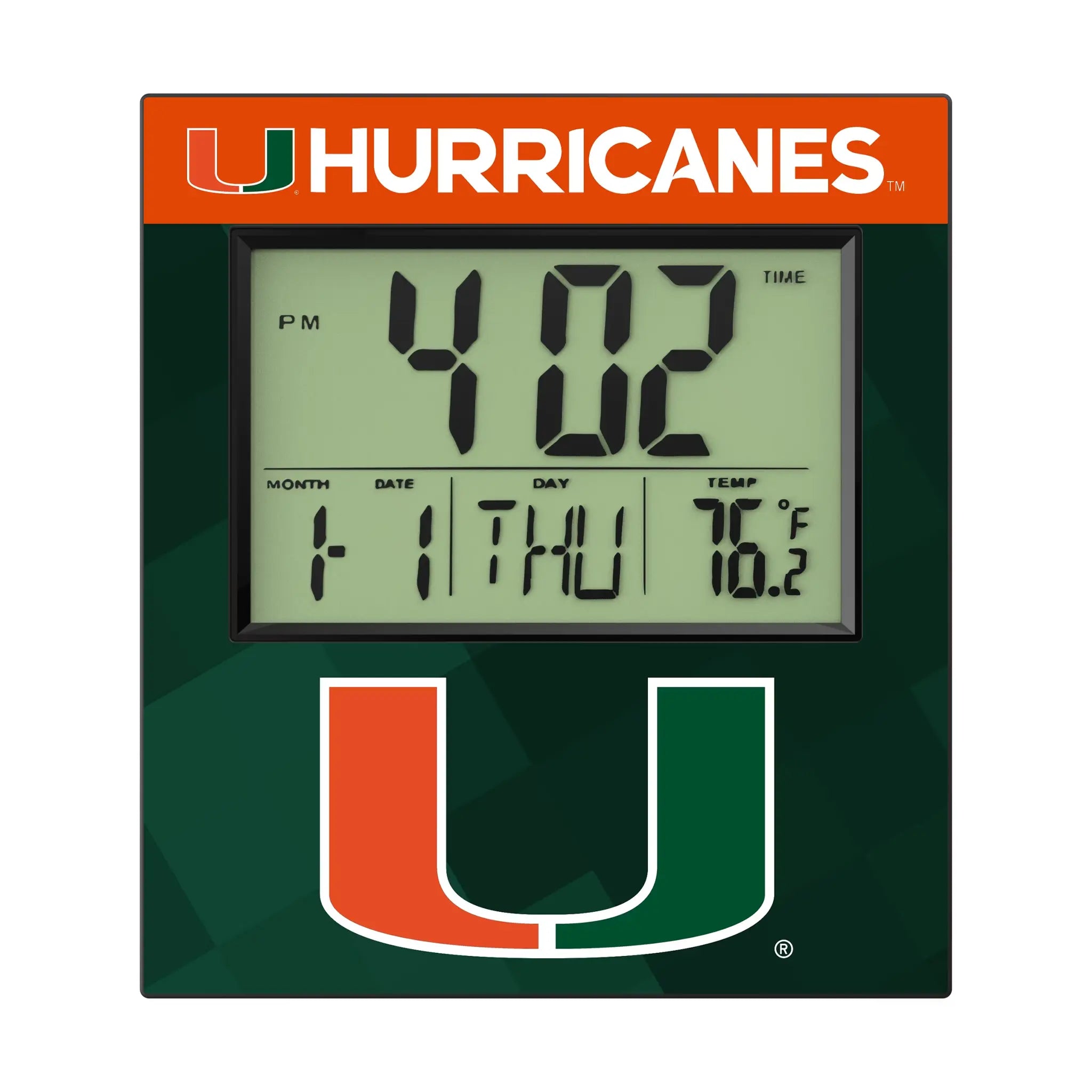 University of Miami Hurricanes Color Block Wall Clock
