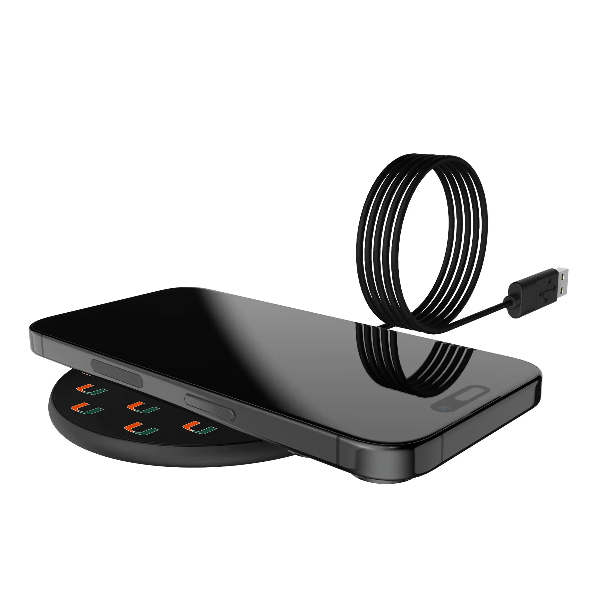University of Miami Hurricanes Fashion Pattern 15-Watt Wireless Charger