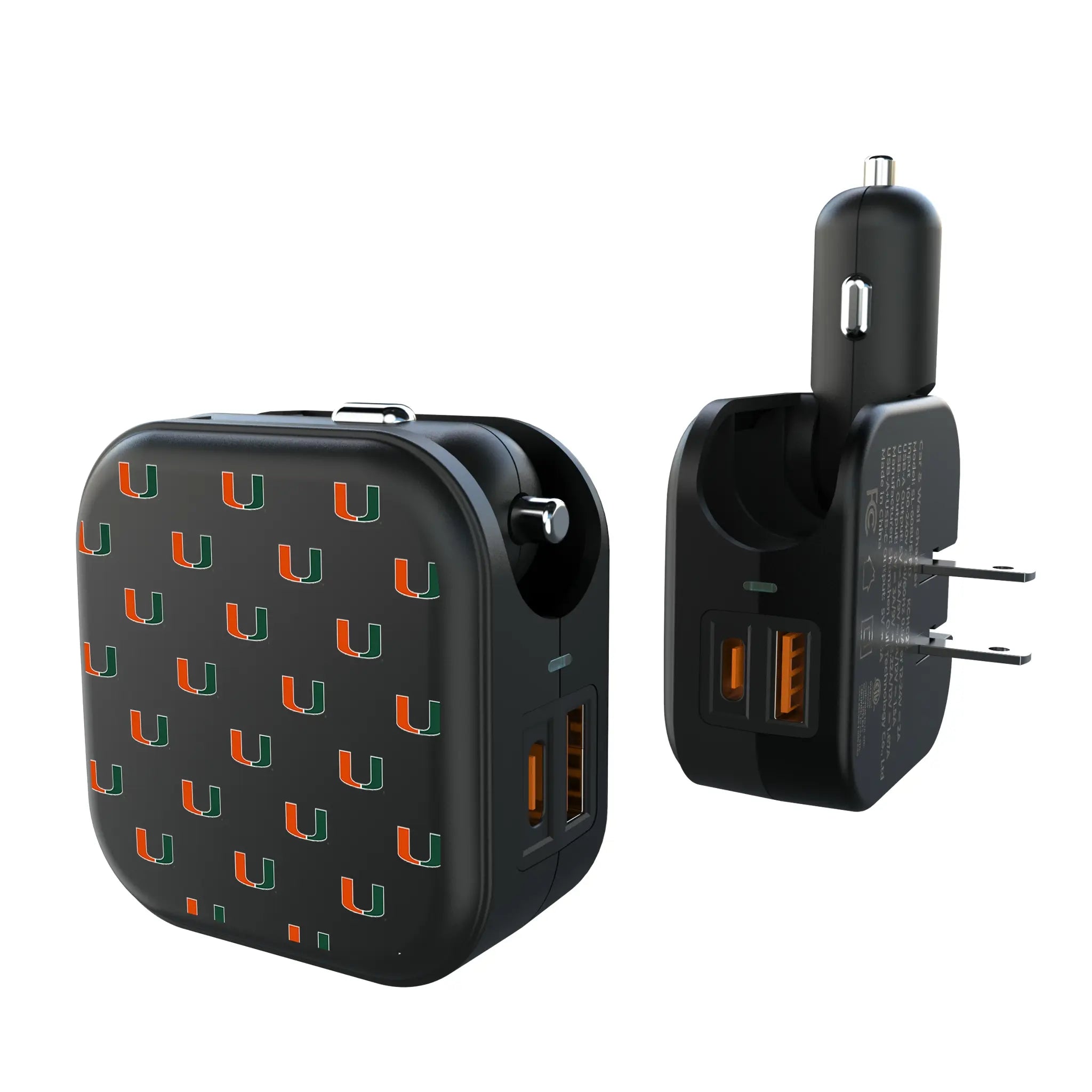 University of Miami Hurricanes Fashion Pattern 2 in 1 USB A/C Charger