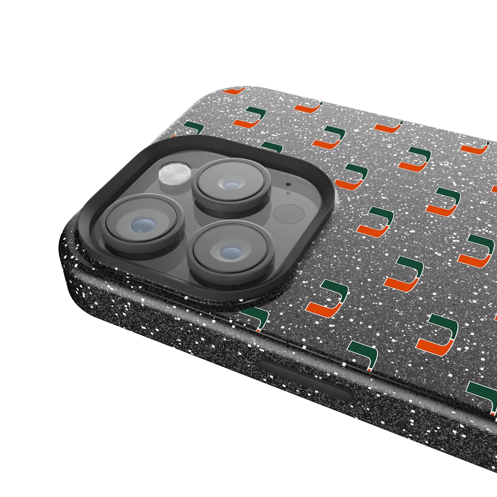 University of Miami Hurricanes Fashion Pattern Black Bling Phone Case for Apple iPhone