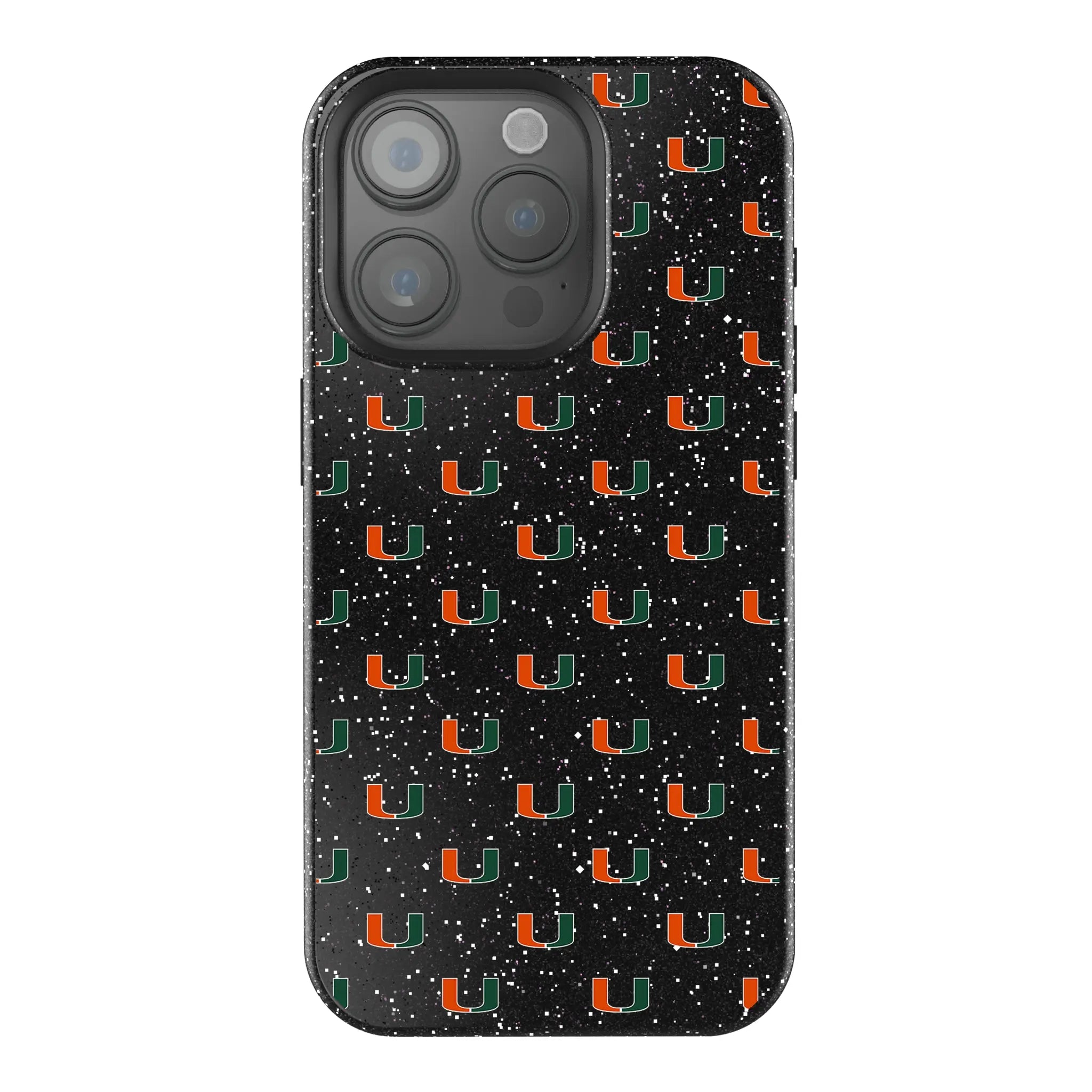University of Miami Hurricanes Fashion Pattern Black Bling Phone Case for Apple iPhone
