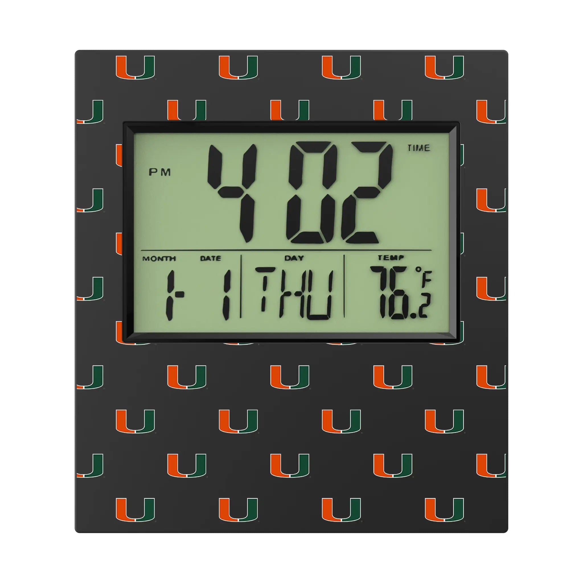 University of Miami Hurricanes Fashion Pattern Wall Clock