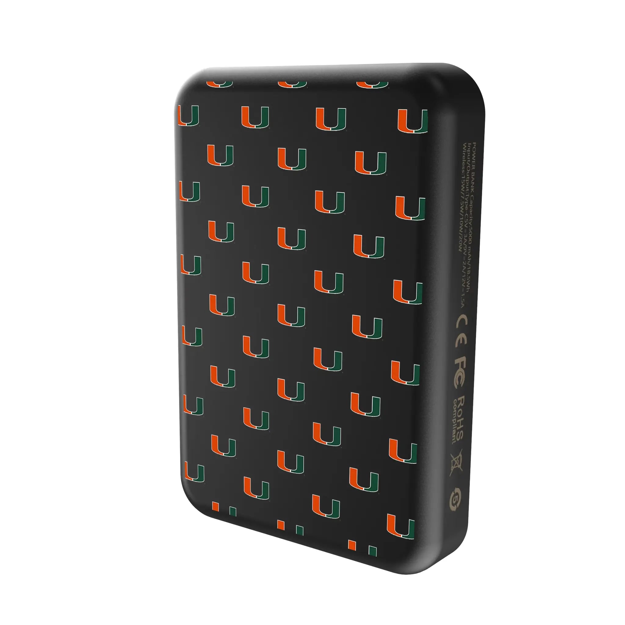 University of Miami Hurricanes Fashion Pattern Wireless Mag Power Bank