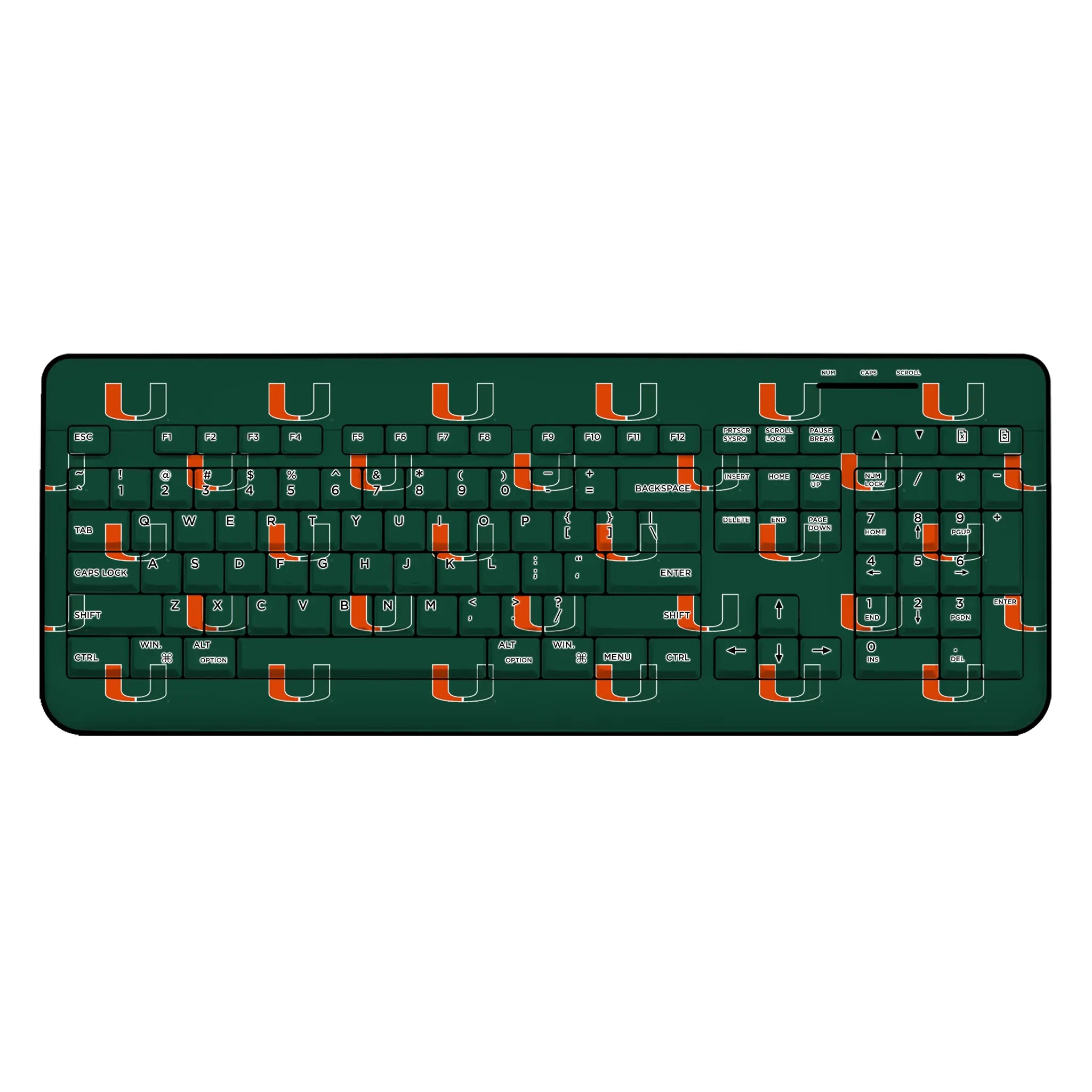 University of Miami Hurricanes Fashion Pattern Wireless USB Keyboard