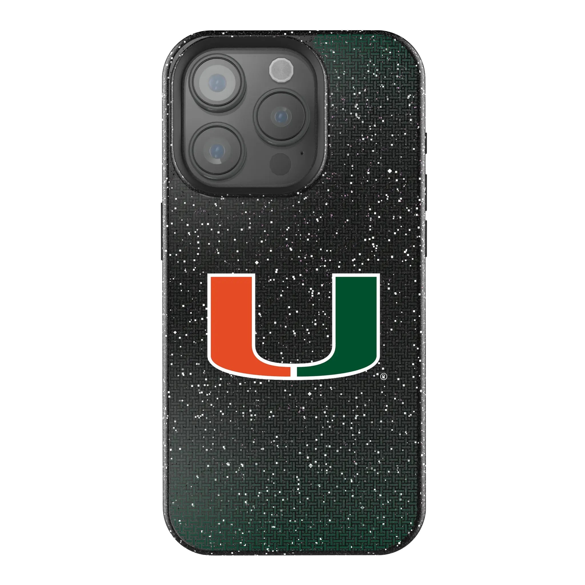 University of Miami Hurricanes Linen Black Bling Phone Case for Apple iPhone