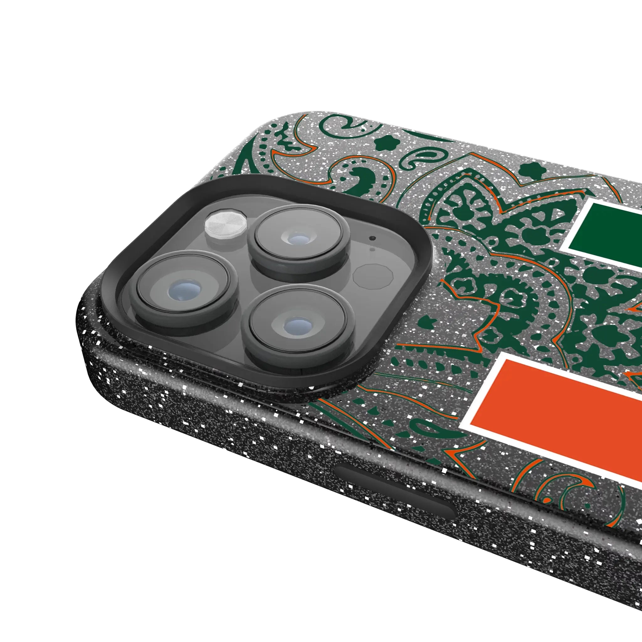 University of Miami Hurricanes Paisley Black Bling Phone Case for Apple iPhone