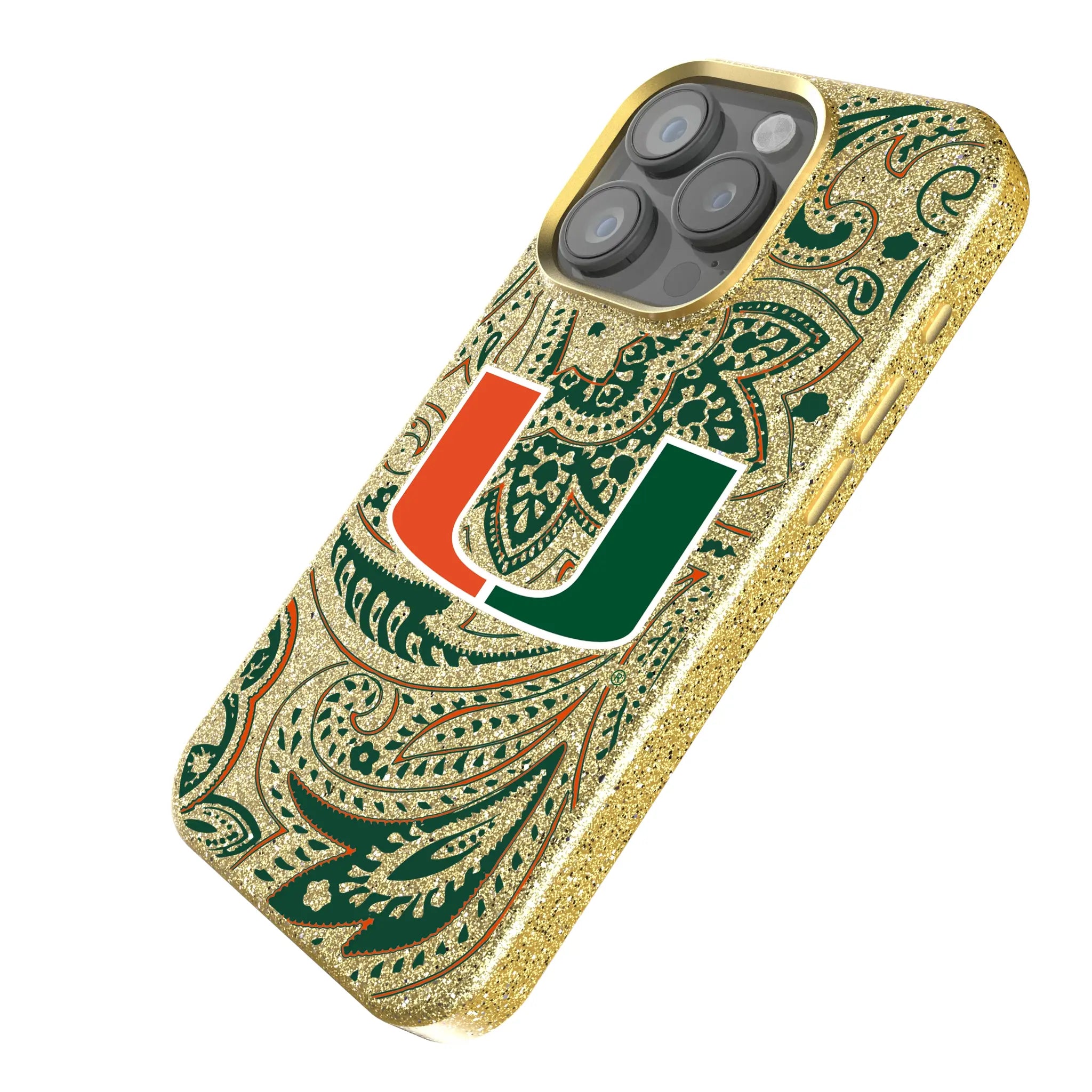 University of Miami Hurricanes Paisley Bling Phone Case for Apple iPhone