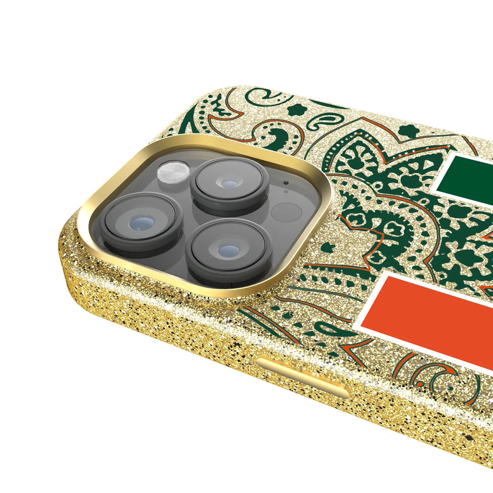 University of Miami Hurricanes Paisley Bling Phone Case for Apple iPhone