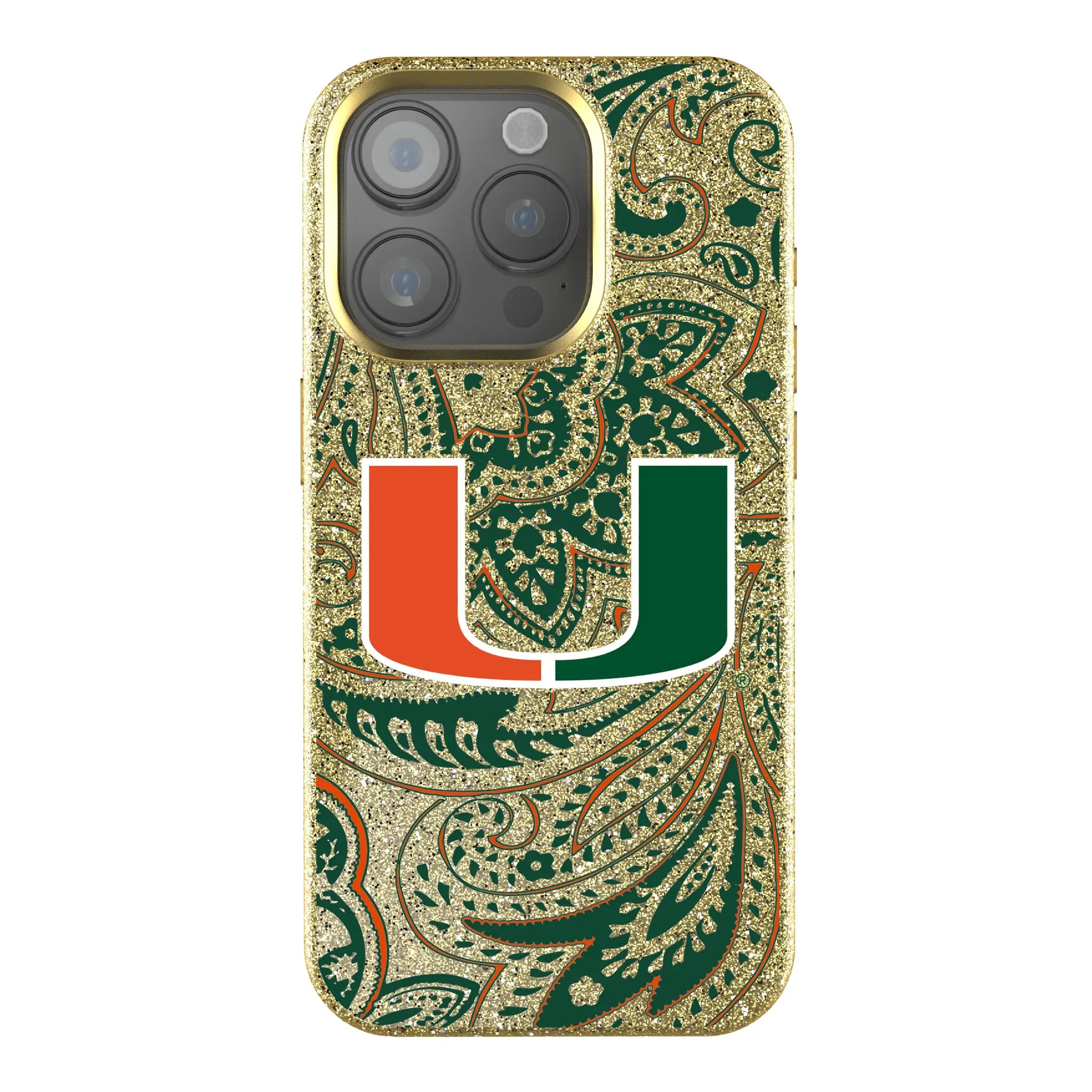University of Miami Hurricanes Paisley Bling Phone Case for Apple iPhone