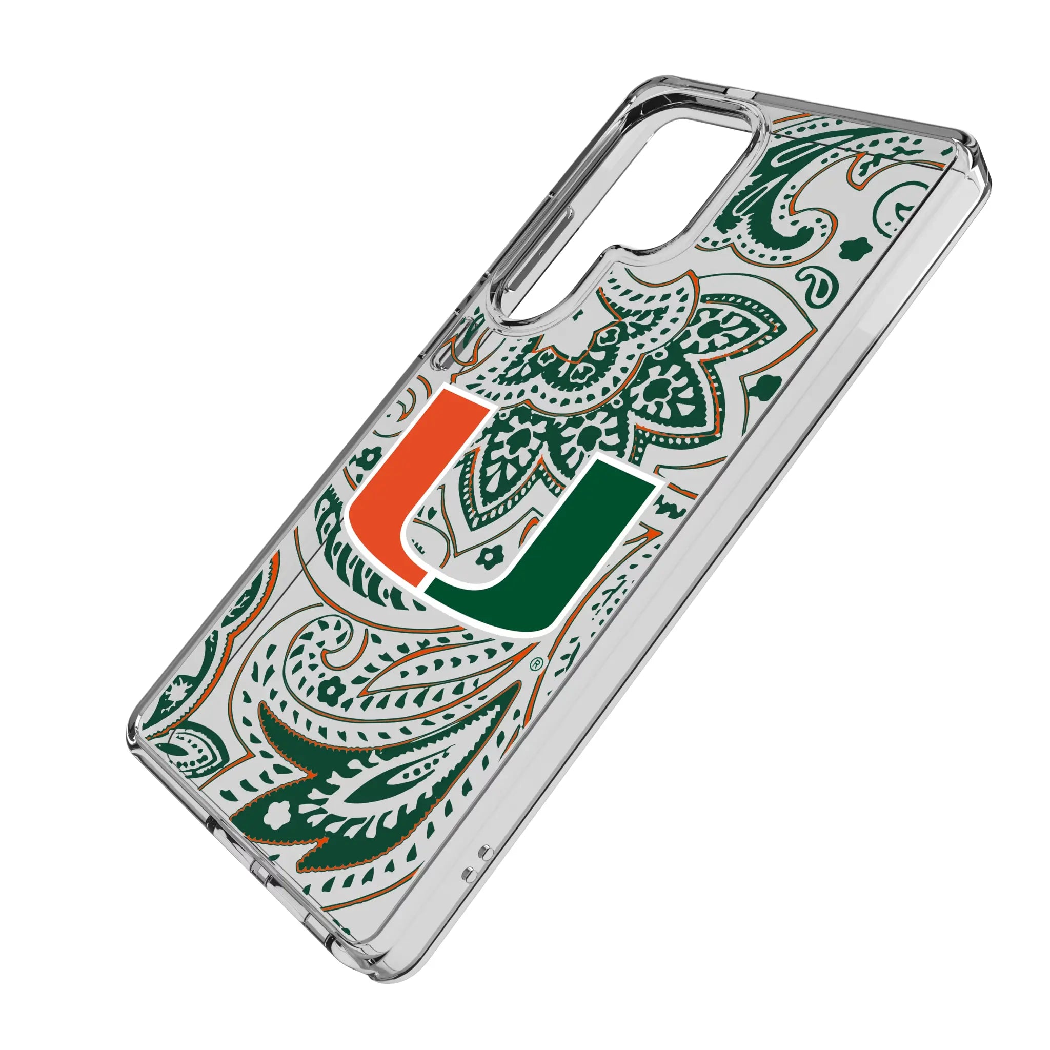 University of Miami Hurricanes Paisley Clear Phone Case for Samsung Galaxy