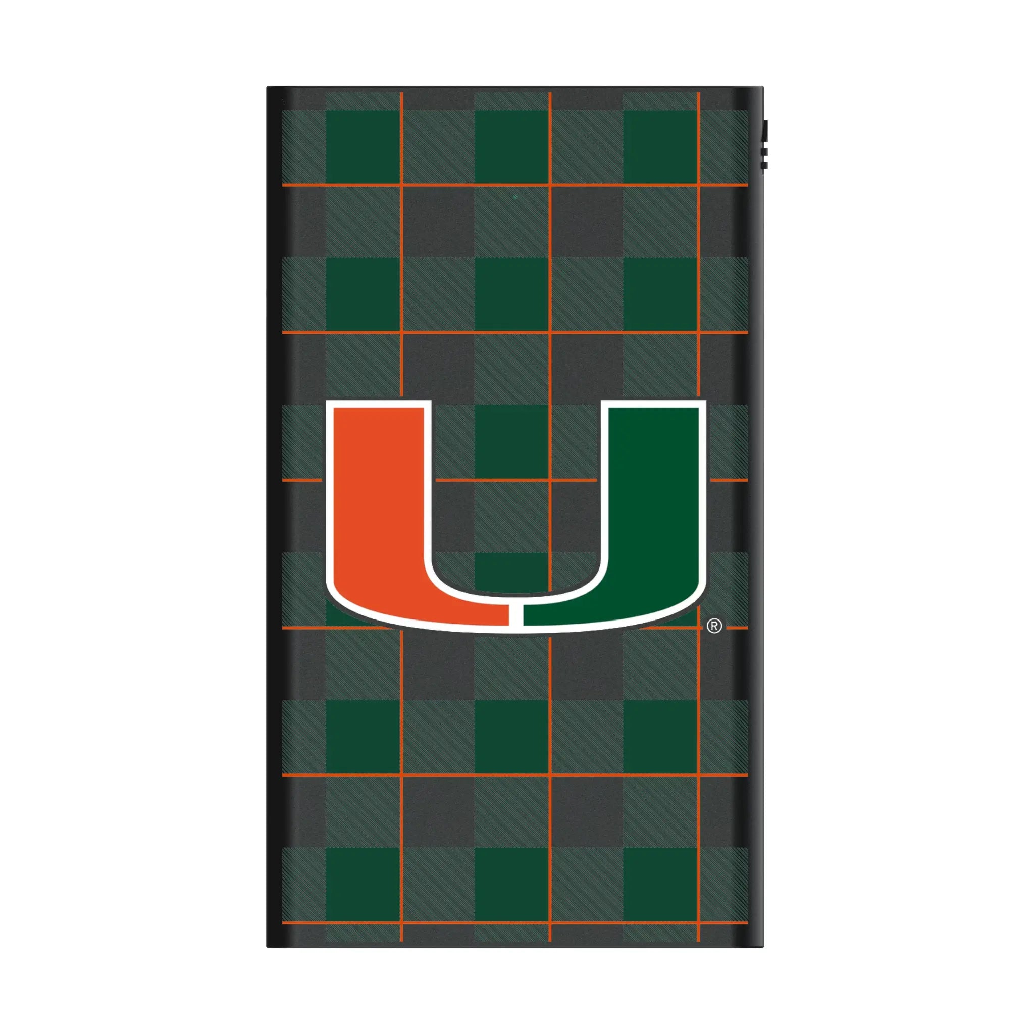 University of Miami Hurricanes Plaid 5000mAh Flat Powerbank