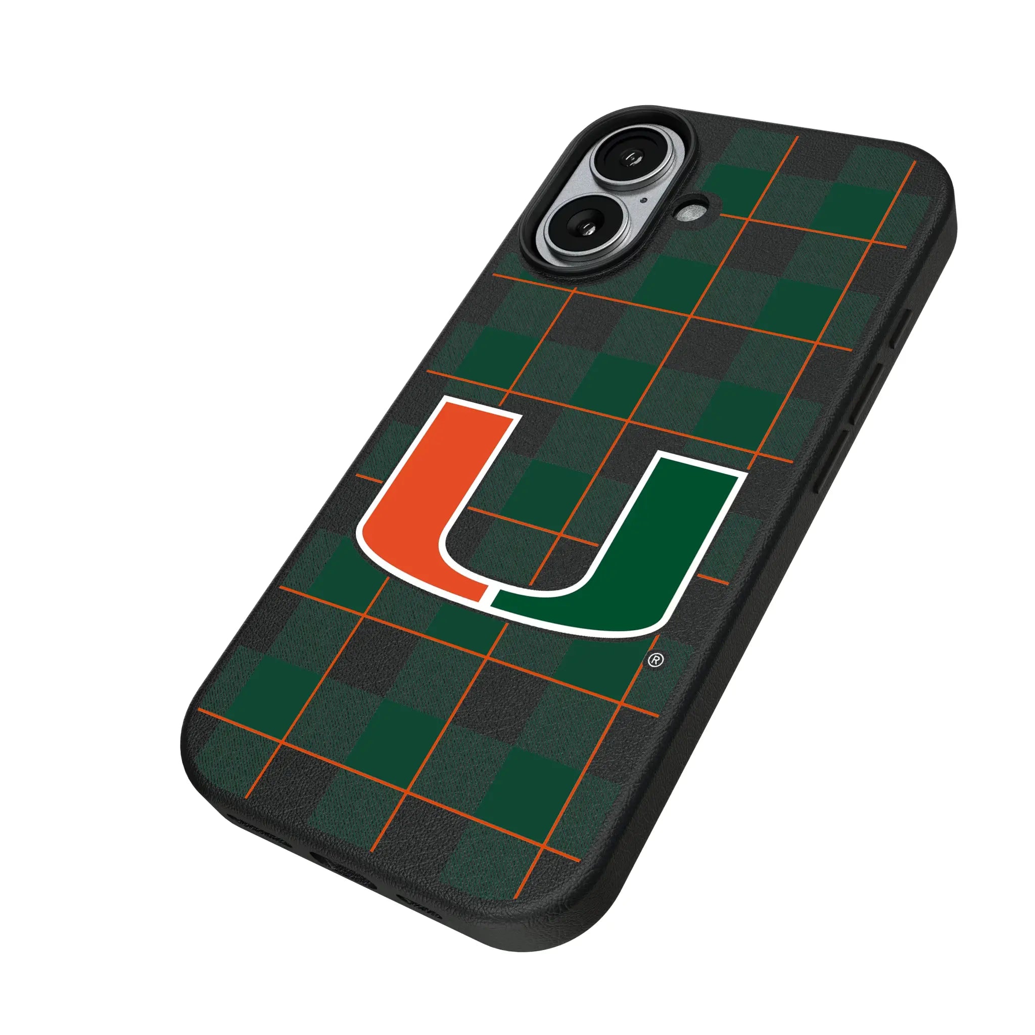 University of Miami Hurricanes Plaid MagSafe Compatible Phone Case for Apple iPhone
