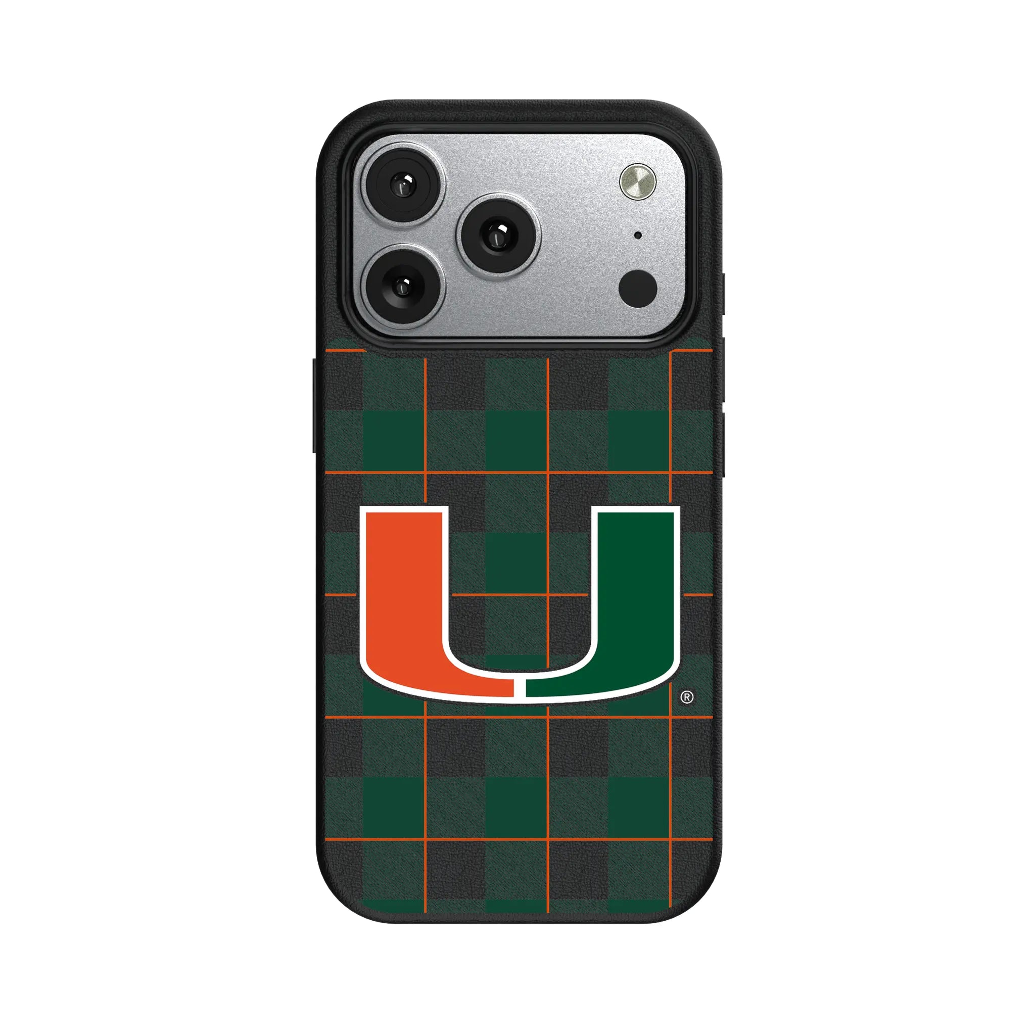 University of Miami Hurricanes Plaid MagSafe Compatible Phone Case for Apple iPhone