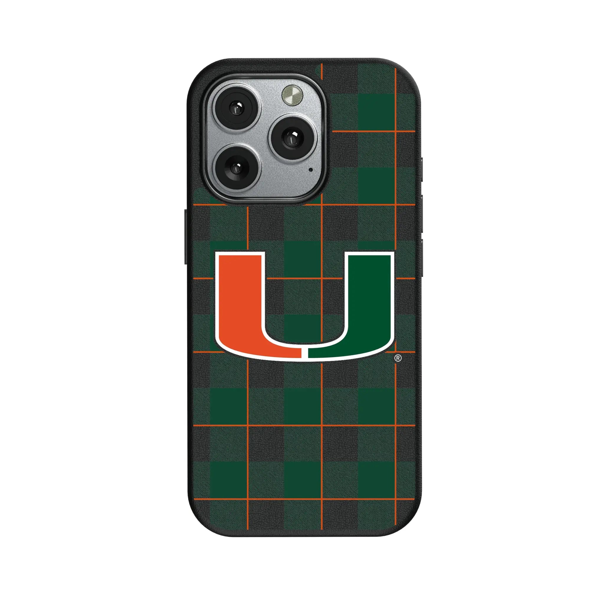 University of Miami Hurricanes Plaid MagSafe Compatible Phone Case for Apple iPhone