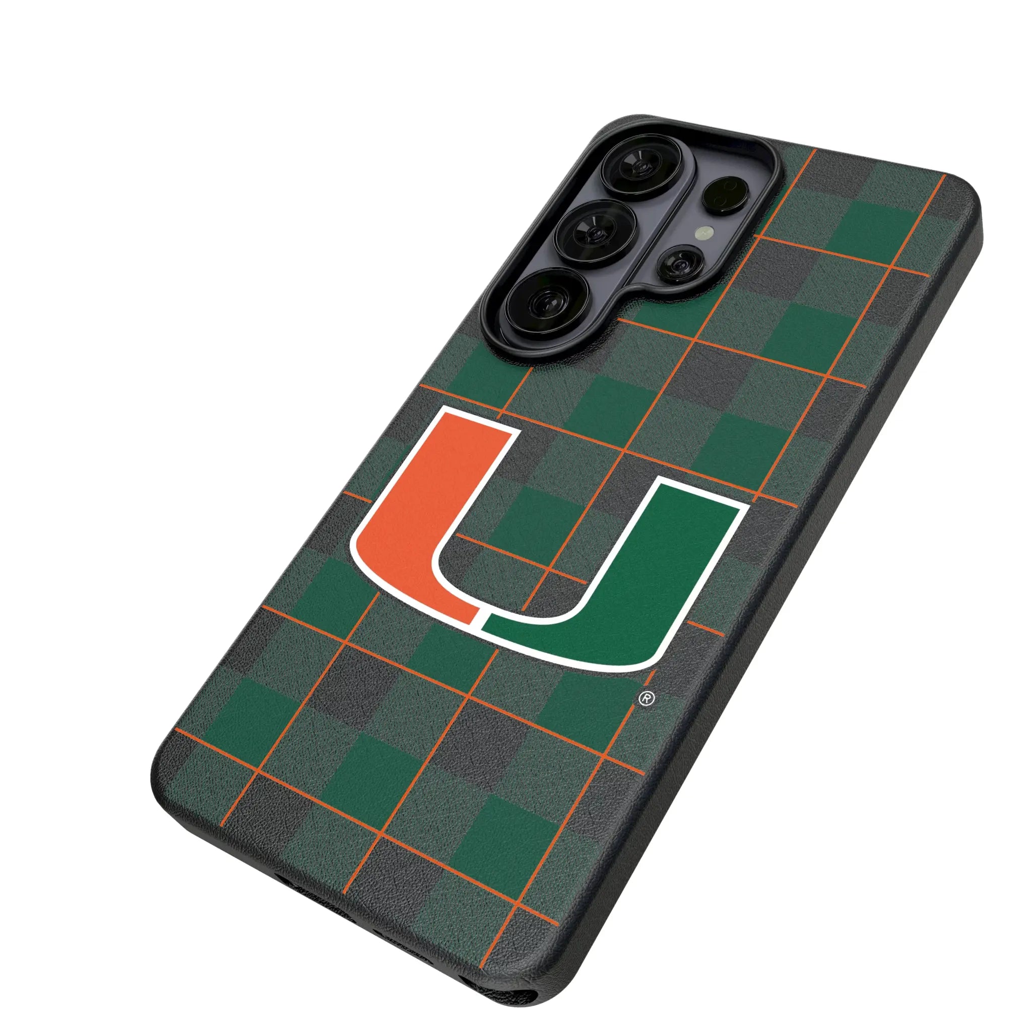 University of Miami Hurricanes Plaid MagSafe Compatible Phone Case for Samsung Galaxy