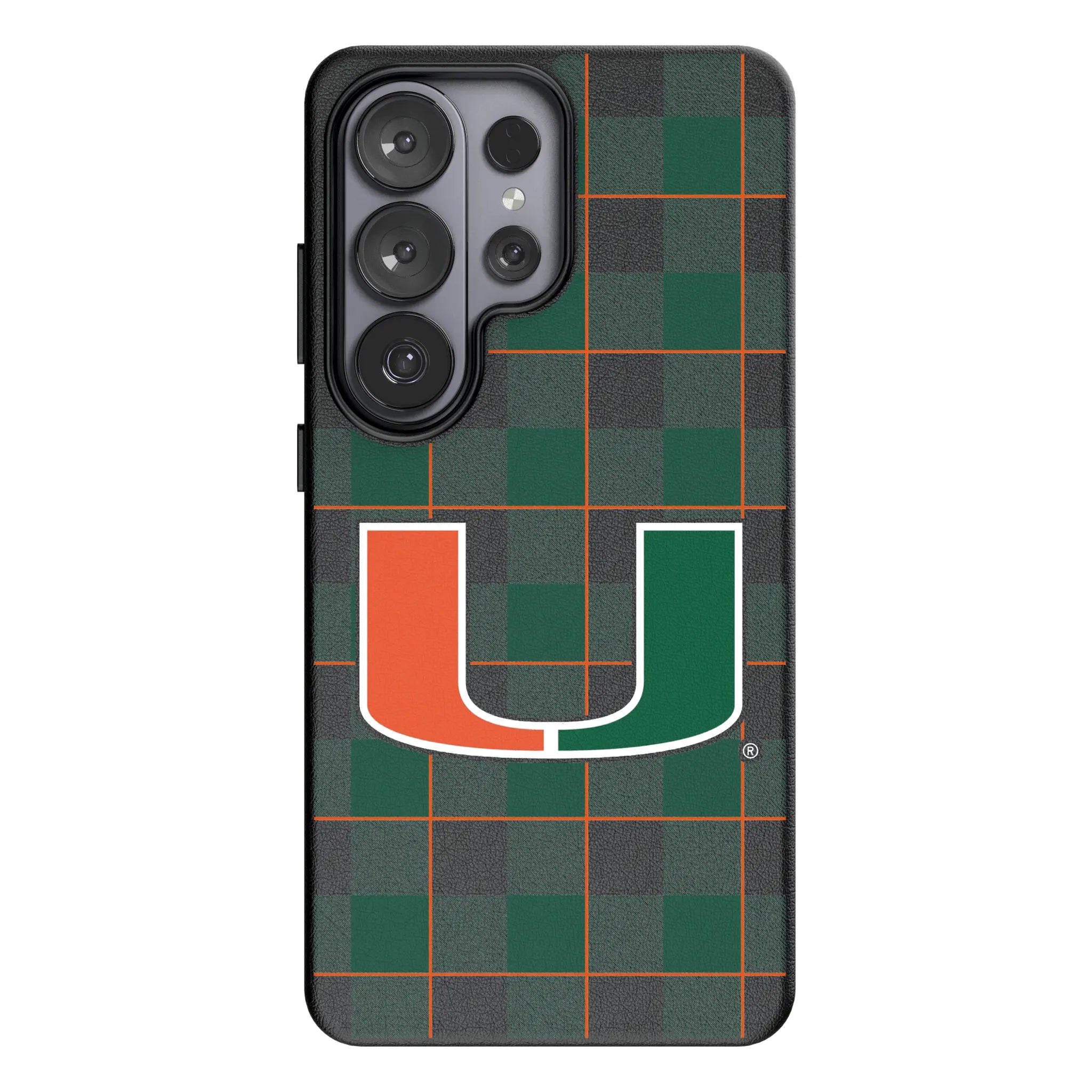 University of Miami Hurricanes Plaid MagSafe Compatible Phone Case for Samsung Galaxy