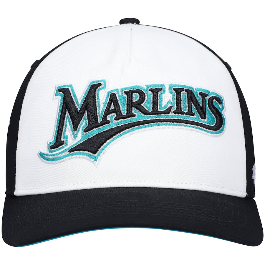 Miami Marlins 47 Brand Cooperstown Two-Tone Hitch Adjustable Hat - Black/White