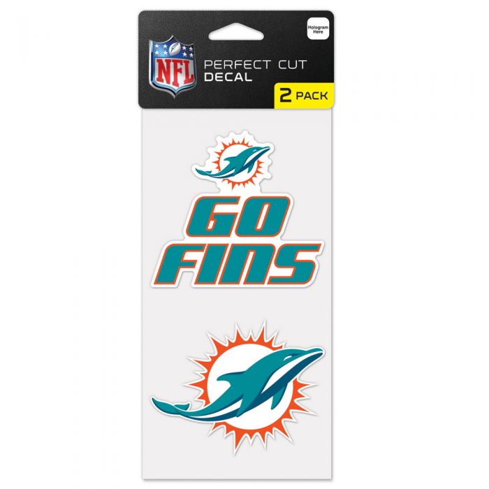 Miami Dolphins 2 pack Perfect Cut Decal - 4"x4"