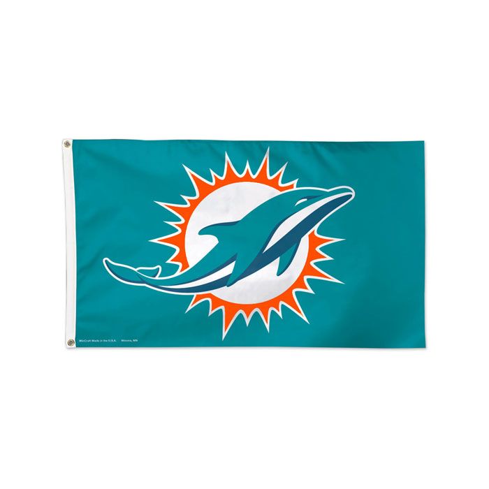 Miami Dolphins 3' x 5' Deluxe Primary Logo Flag - Aqua