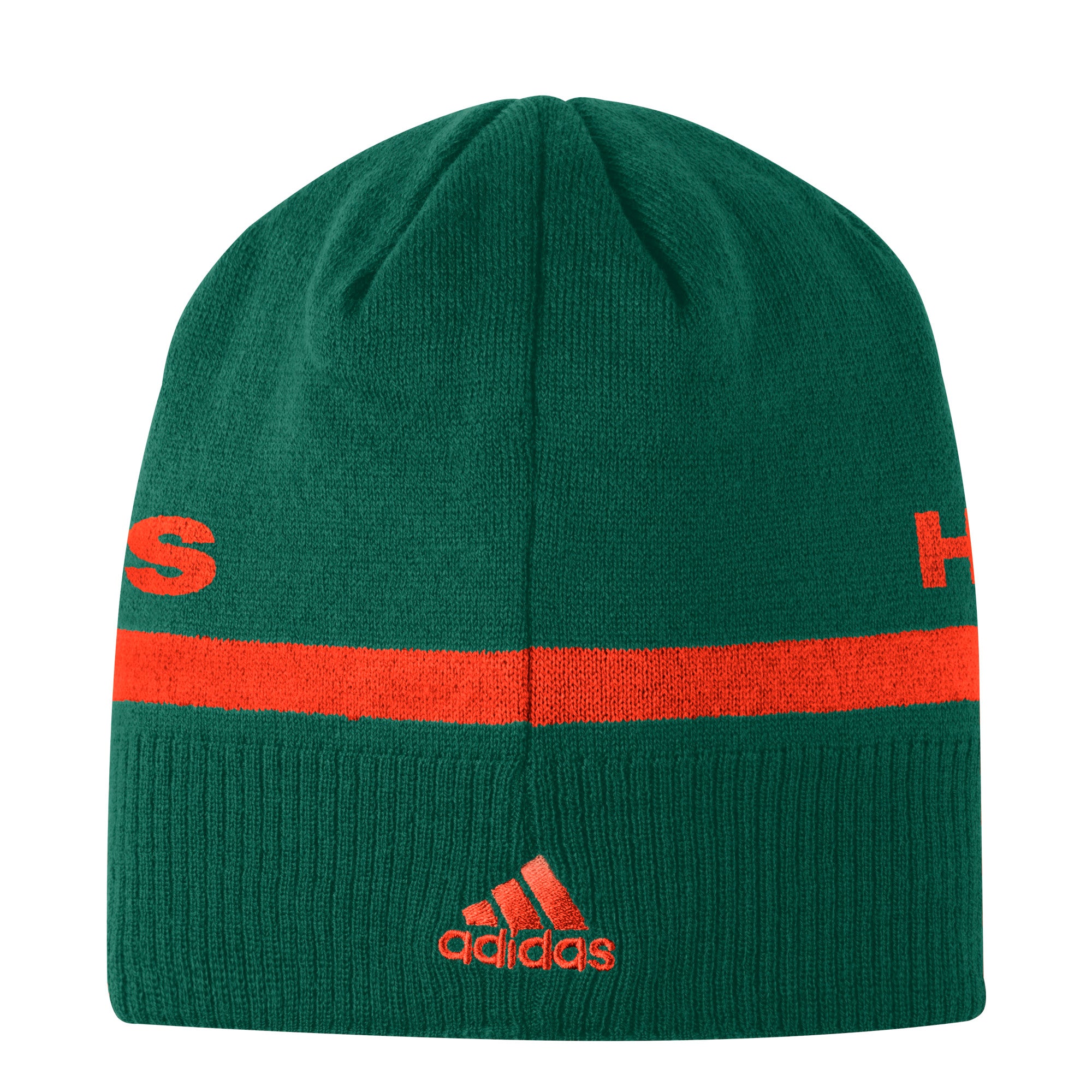 Miami Hurricnaes adidas 2018 Orange Hurricanes Coaches Beanie - Green