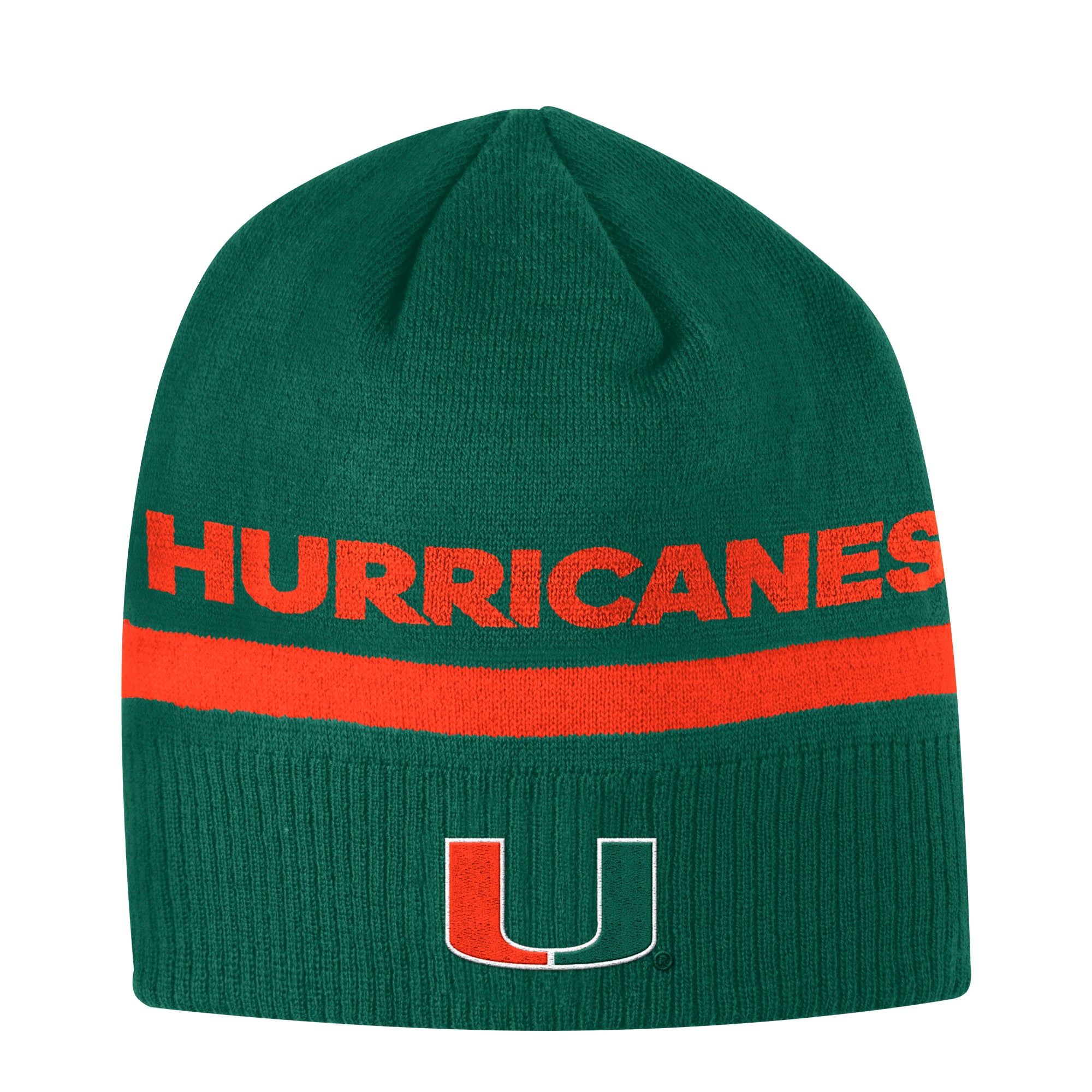 Miami Hurricnaes adidas 2018 Orange Hurricanes Coaches Beanie - Green