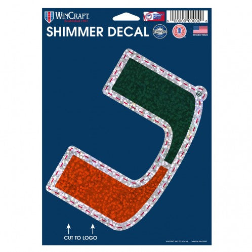 Miami Hurricanes U Shimmer Decal - 5" x 7"