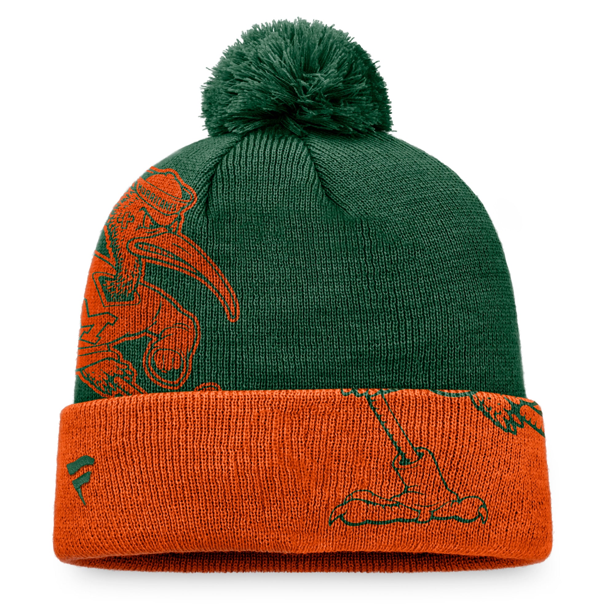 Miami Hurricanes Pom Sebastian Beanie - Green/Orange