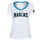 Miami Marlins New Era Womens Pinstripe V-Neck T-Shirt - White