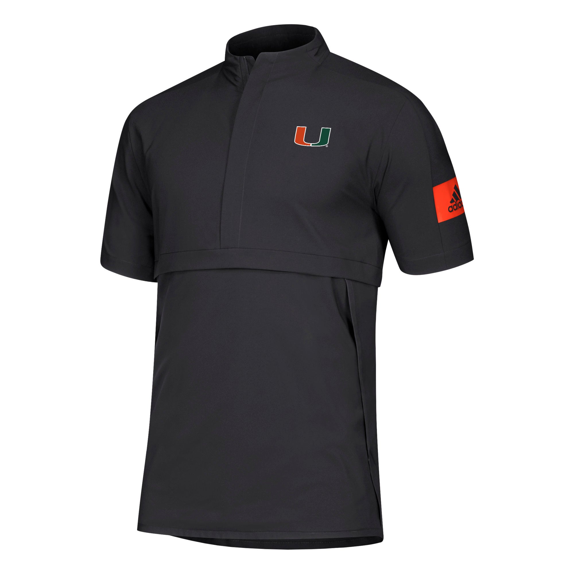 Miami Hurricanes adidas Game Mode Short Sleeve Woven 1/4 Zip - Black