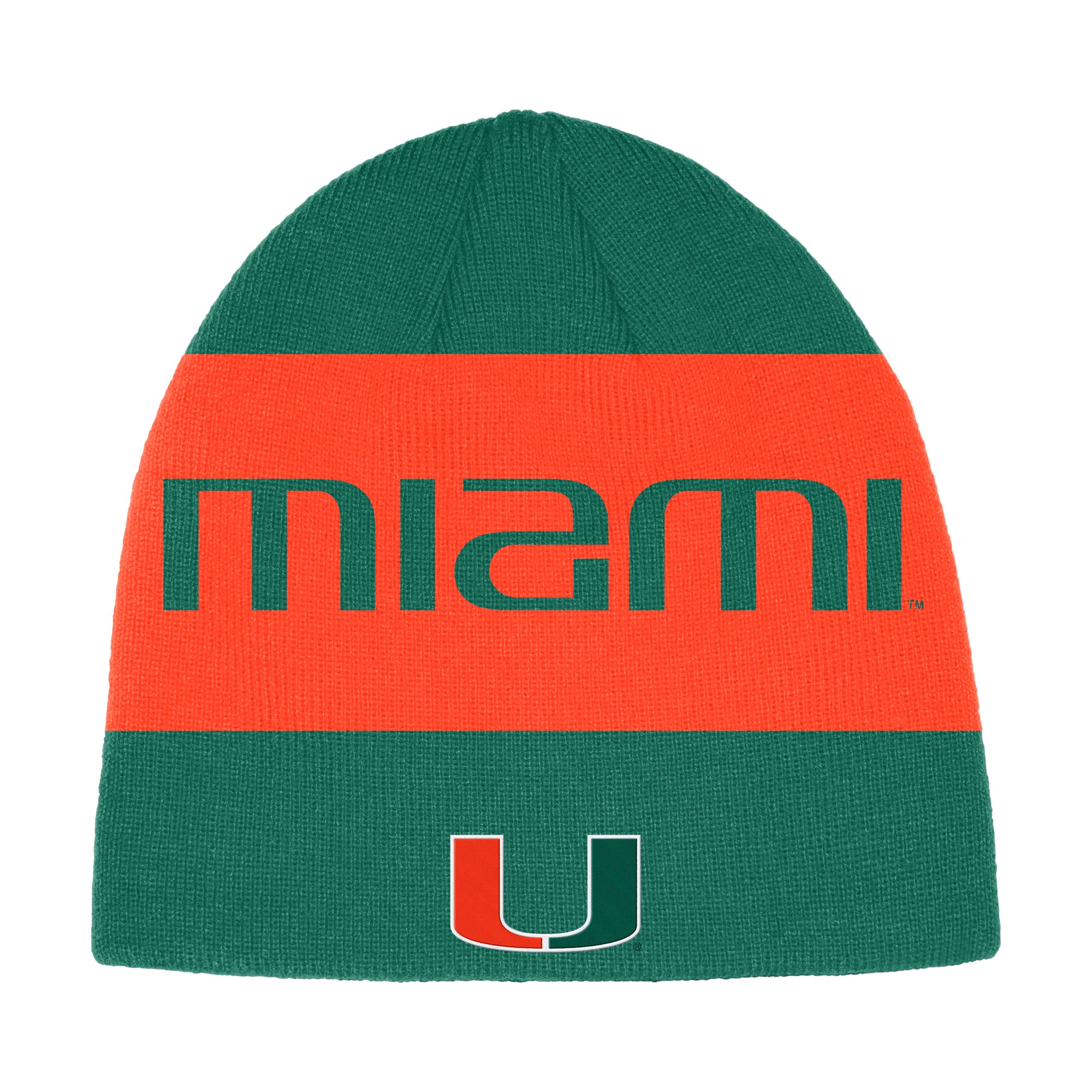Miami Hurricanes adidas Coaches Beanie - Green/Orange