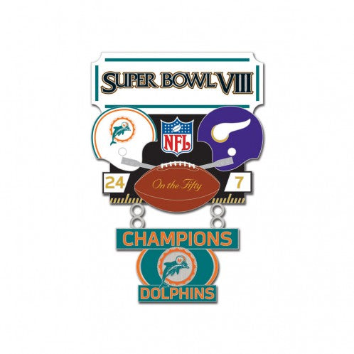 Miami Dolphins vs Minnesota Vikings Super Bowl VIll Championship Pin
