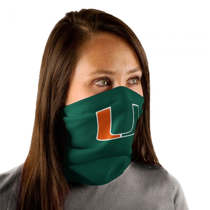 Miami Hurricanes UPF 30 Fan Wrap Face Gaiter - Orange/Green