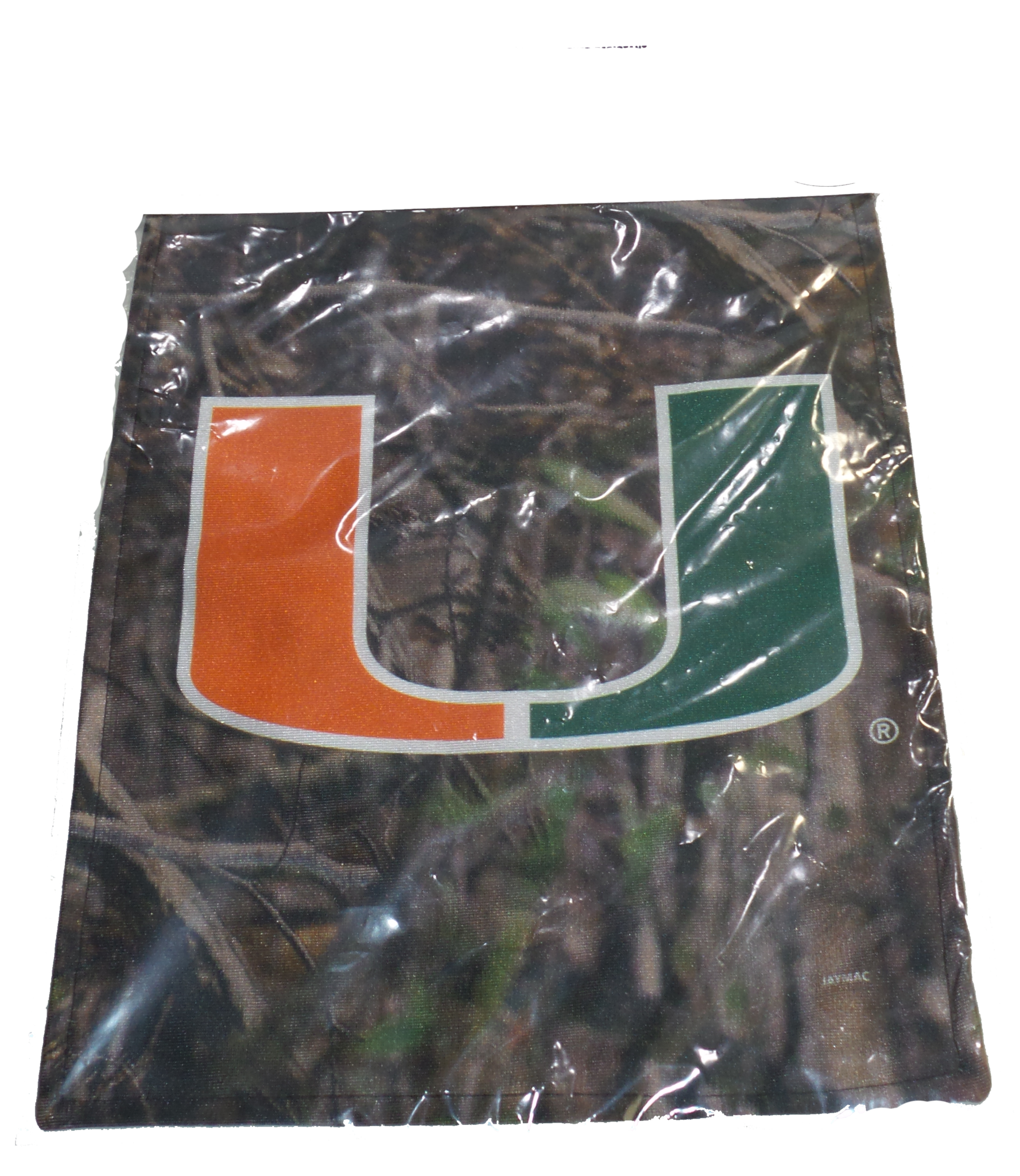 Miami Hurricanes Camo Garden Flag - CanesWear at Miami FanWear House Decorations JayMac Sports CanesWear at Miami FanWear